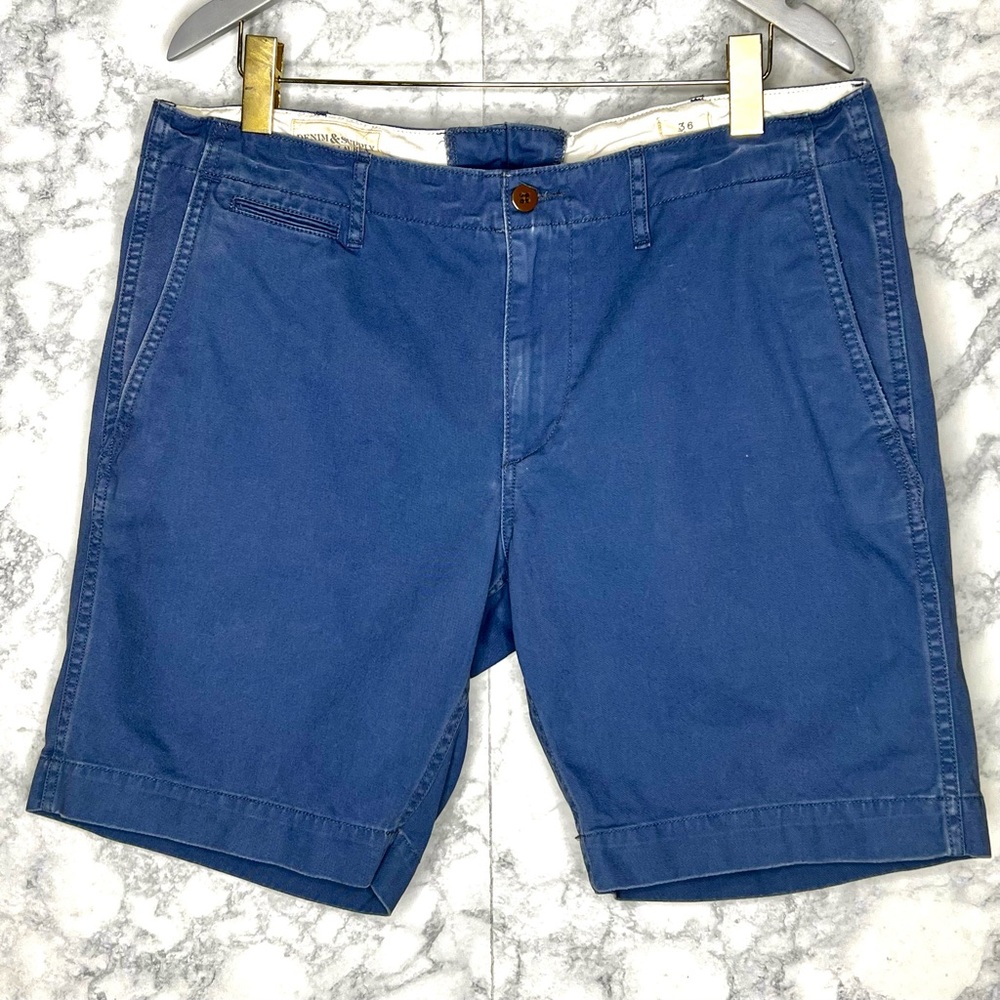 Ralph Lauren Denim & Supply Men’s 90s Blue Flat FrontChino Shorts Size 36 - Picture 2 of 9